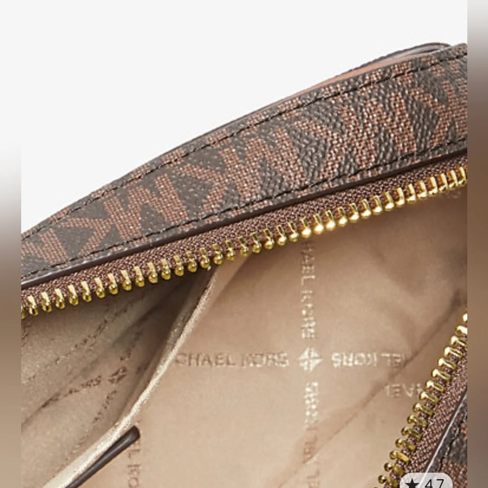 NWT Michael Kors Signature Brown Crossbody Bag & Gold Chain - Picture 4 of 5